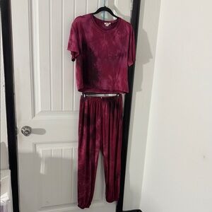Tie-Dye Two-Piece Lounge Set - Berry